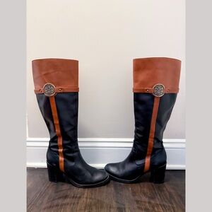 Black and Brown Étienne Aigner Knee-High Boots